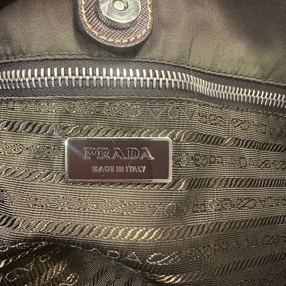 Prada Nylon Ribbon Tote Bag In An Olive Green Color With A Bow Detail. - Picture 5 of 13